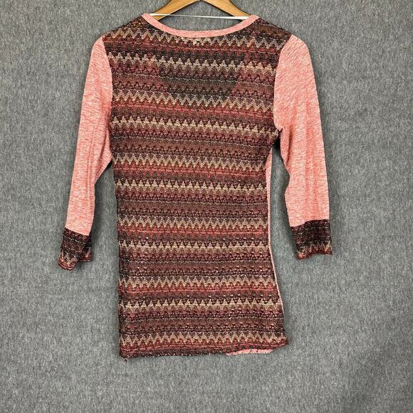 Miss Me Y2K Grunge Rock 3/4 Sleeve Top Sz S Crochet Lace Back Beaded Cross - Picture 4 of 8
